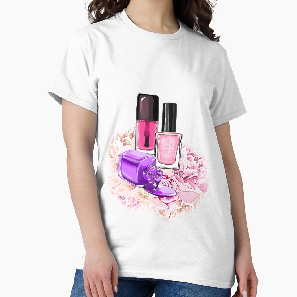 Nail Polish bottles and peony flowers by jalinaart