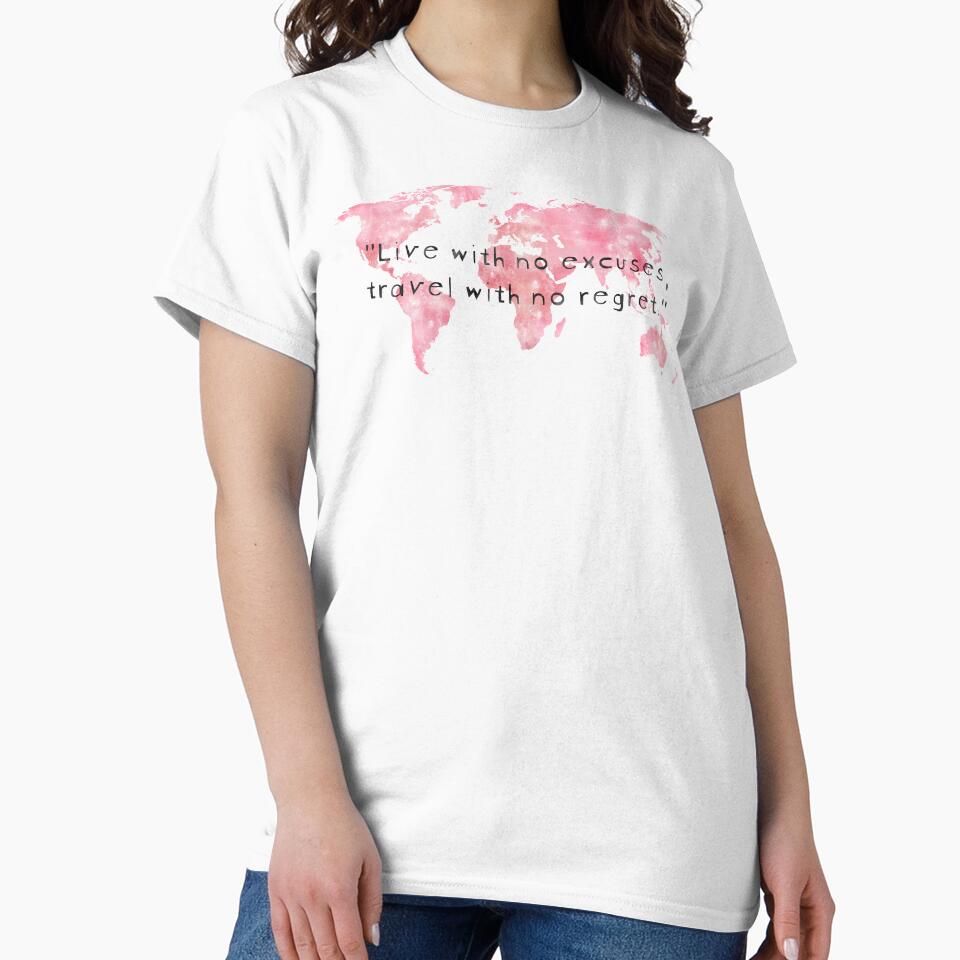 Travel Without Regret | Pink Watercolor World Map | Wanderlust by ABdigitaldesign