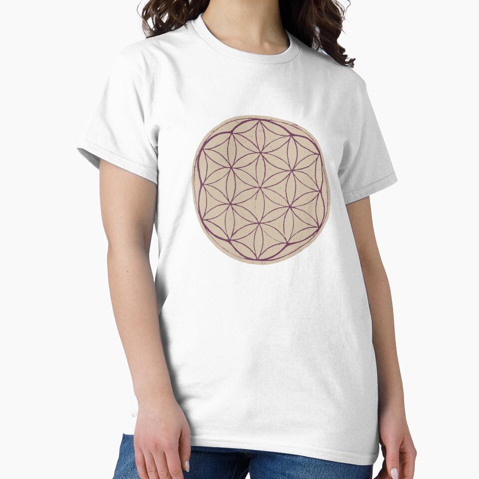 Flower of Life Linocut - Dove + Beet by Irene Estelle