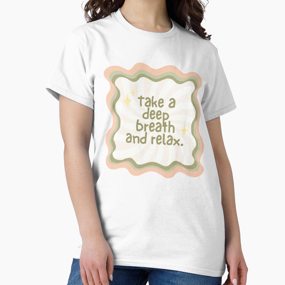 Take A Deep Breath And Relax Retro Swirl Mindfulness Art by Kierra & Co.