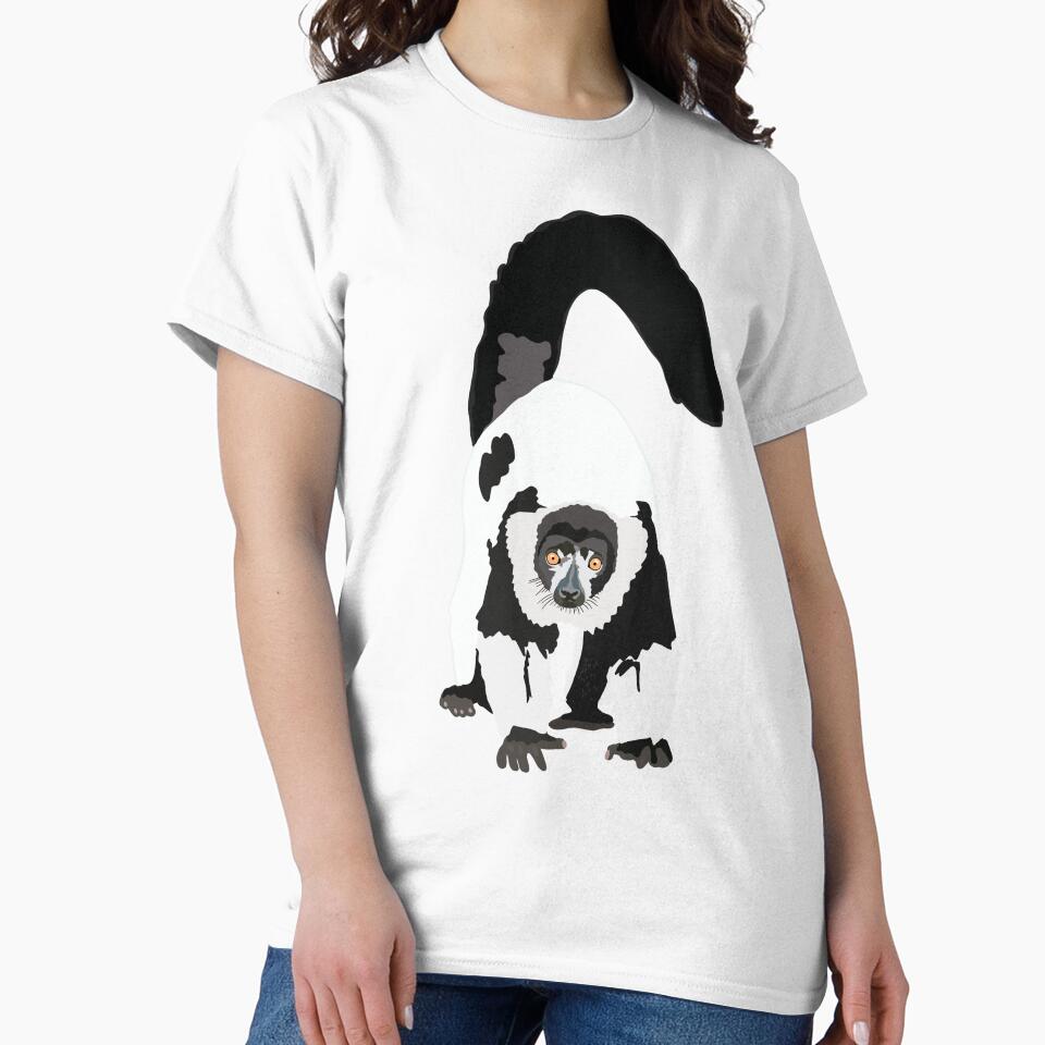 B is for Black and White Ruff Lemur,Black and White Ruffed Lemur Illustration – Primate Art for Wildlife and Nature Lovers by PrettylittlepastelUk