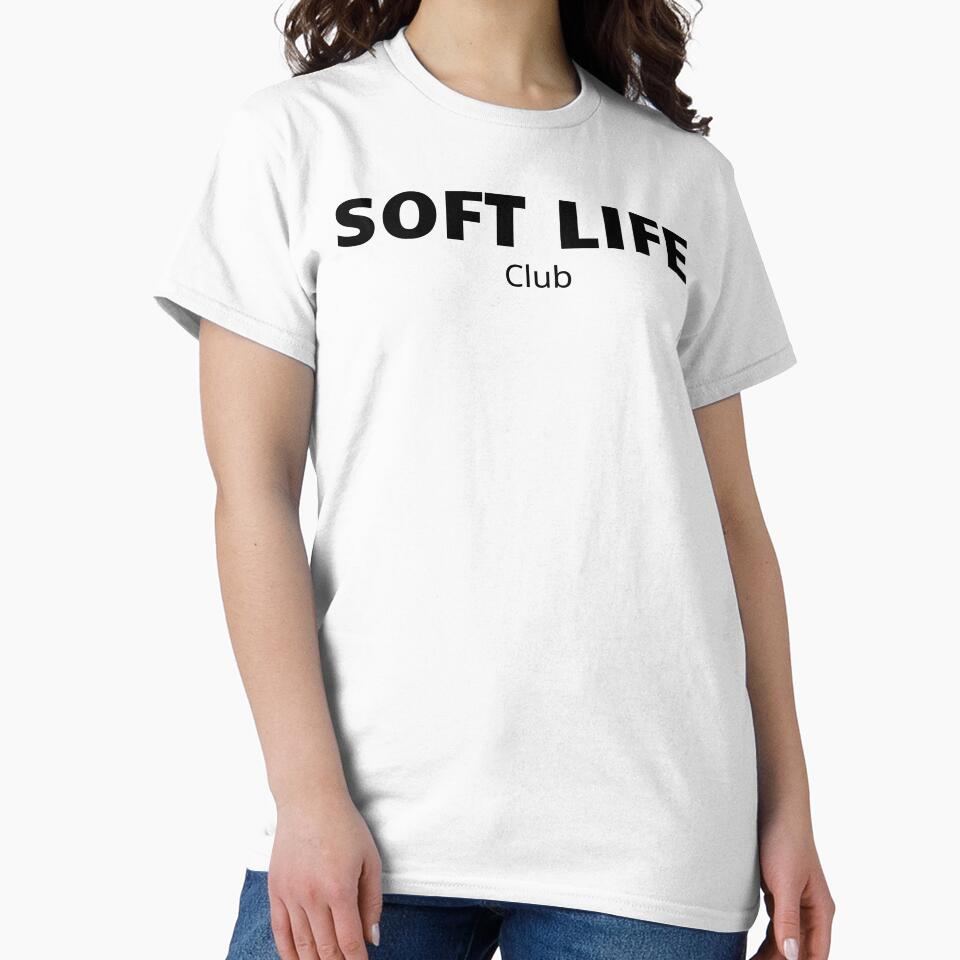 Soft Life Club Minimalist Aesthetic T-Shirt by CalmMandala