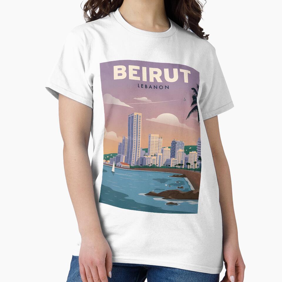 Beirut Lebanon Vintage Travel Poster – Coastal City Skyline by RueckerZack