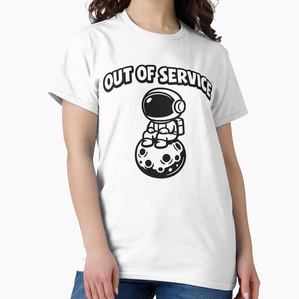 Out Of Service Astronaut Funny Minimal Space Design by Echo-Draw
