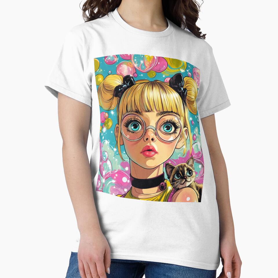Bubbles powerpuff girls with a cat by Mystic Wild Studio