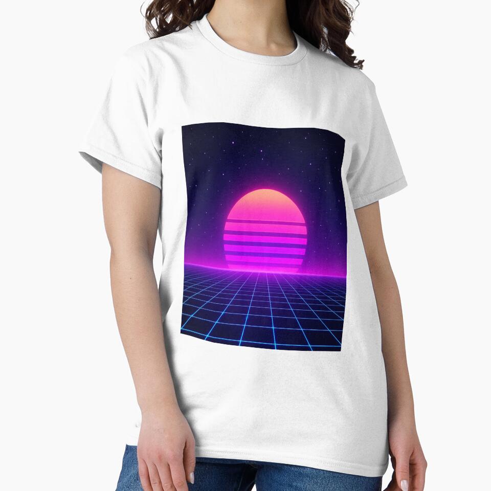 Neon Synthwave Horizon – Retro 80s Vaporwave Sunset Grid Landscape by Glownfun