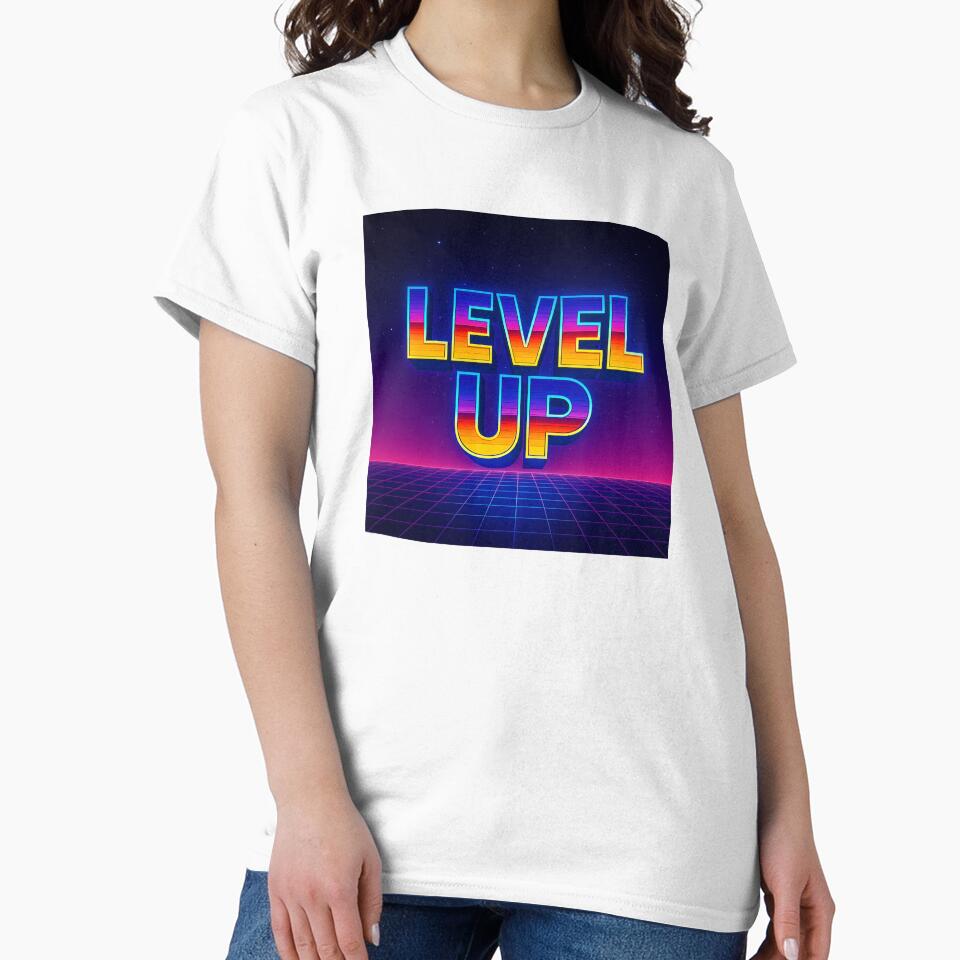 Level Up – Retro Gamer Poster in Neon Arcade Style by Outline Studio