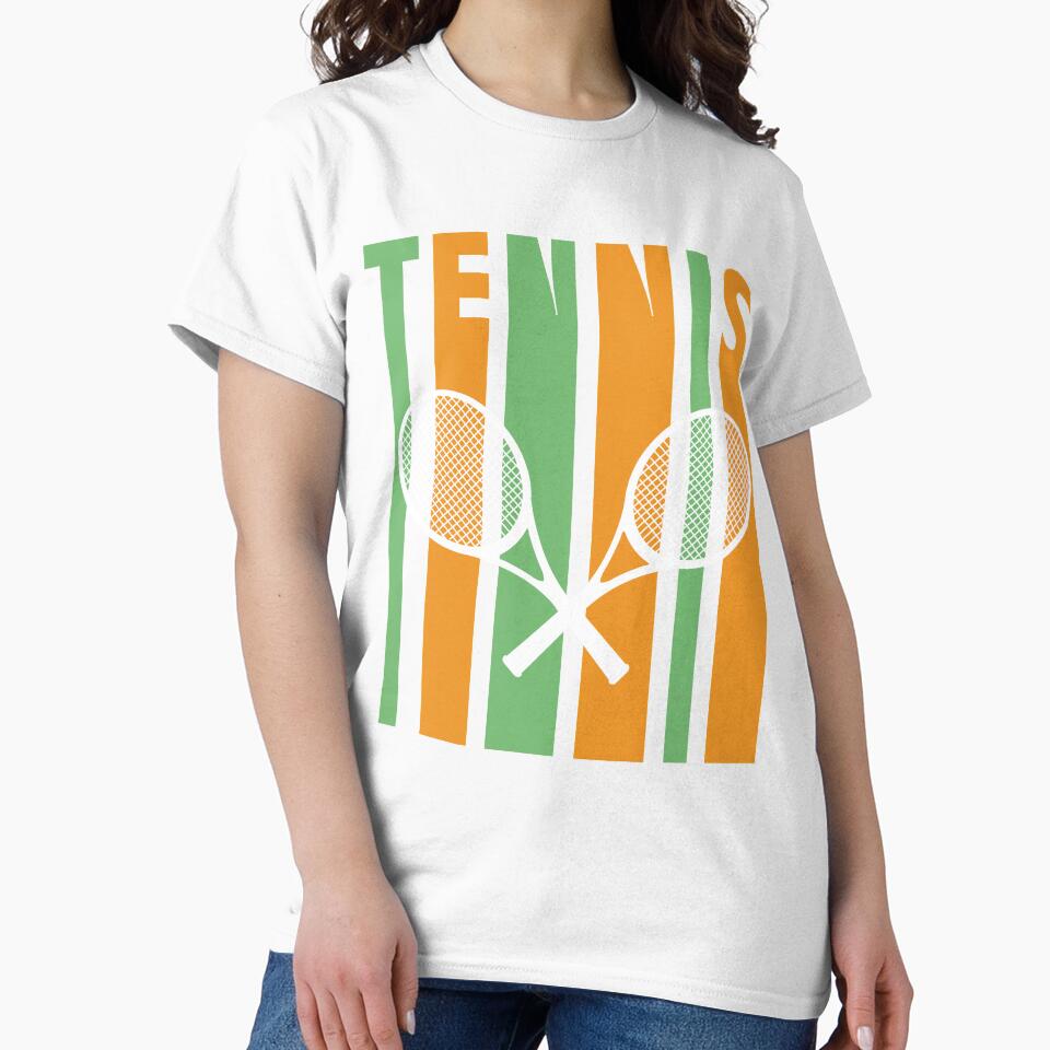 Retro 1970's Style Tennis Player Silhouette Novelty T-Shirt by Bendthetrend