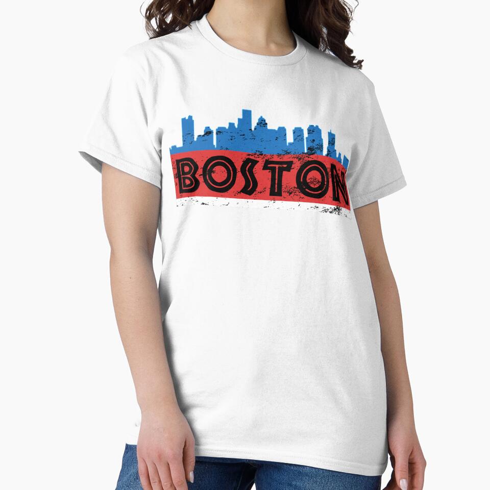 Boston Massachusetts City Tourist Casual Vintage T-Shirts by Zavola