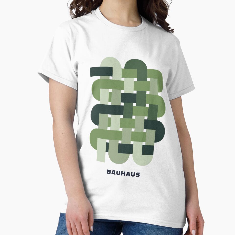 Bauhaus Green Weave Modern Abstract Geometric Design by MidCenturyStore