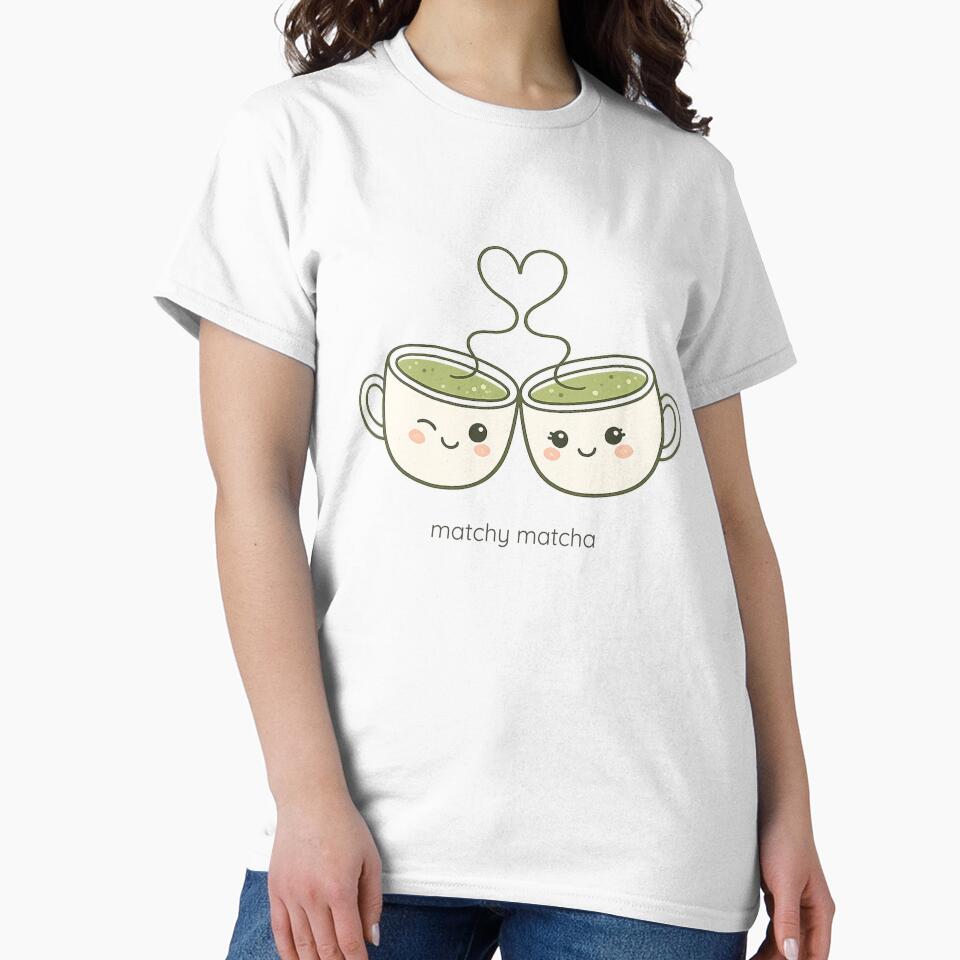 Matchy Matcha | Cute Kawaii Matcha Cups Line Art | Cozy Minimalist Matcha Lover Gift by Made You Smirk