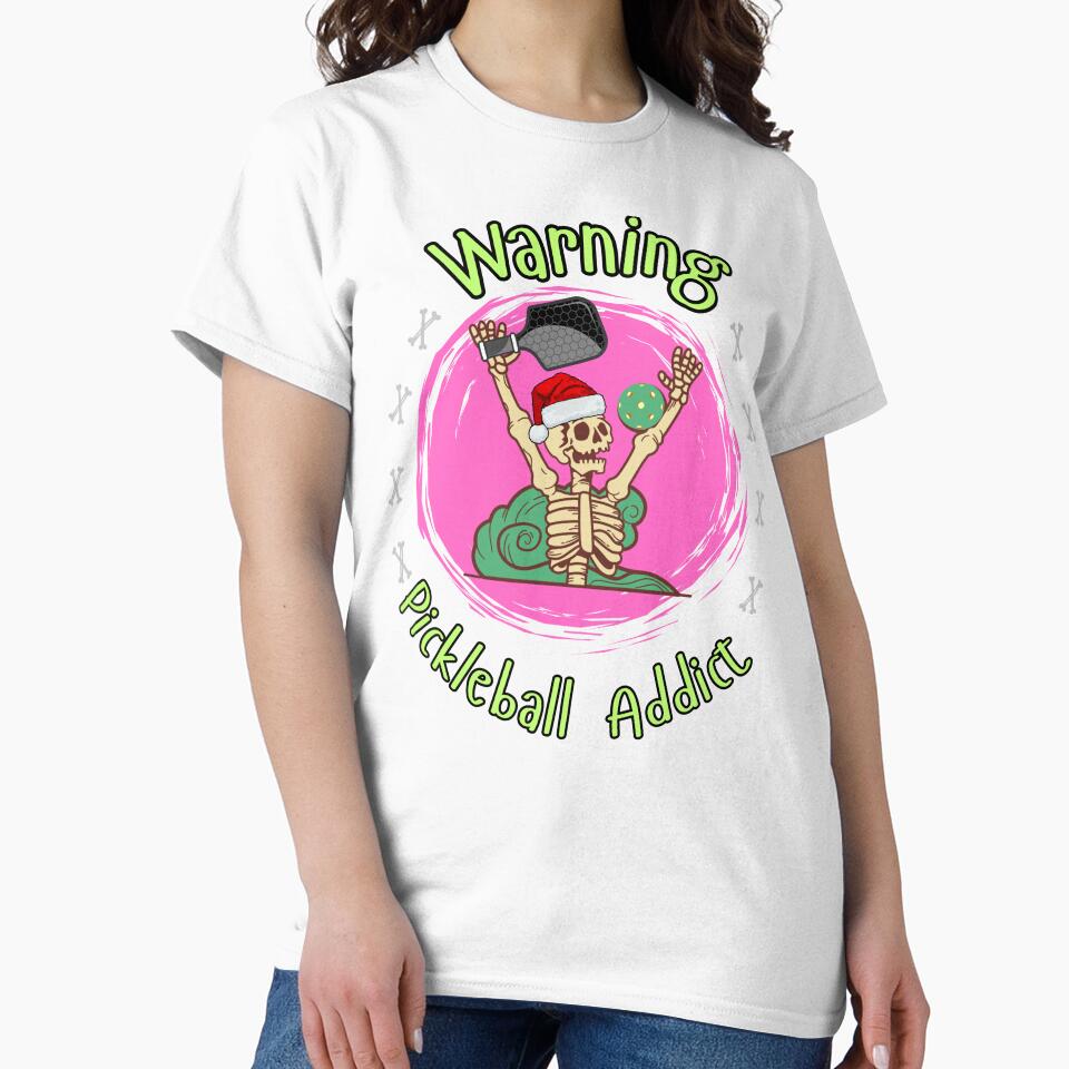 Funny Pickleball Addict Skeleton Christmas Design by Ninopic Creations