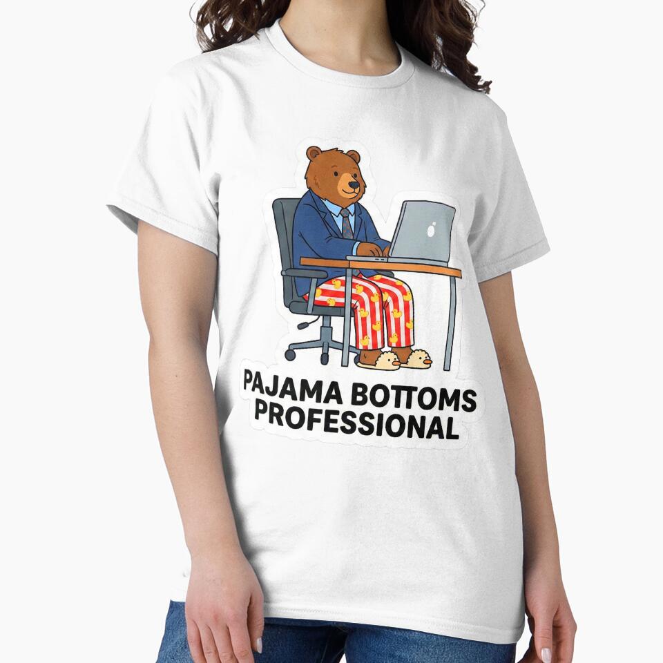Pajama Bottoms Professional - Funny Work From Home Bear by Rengwear