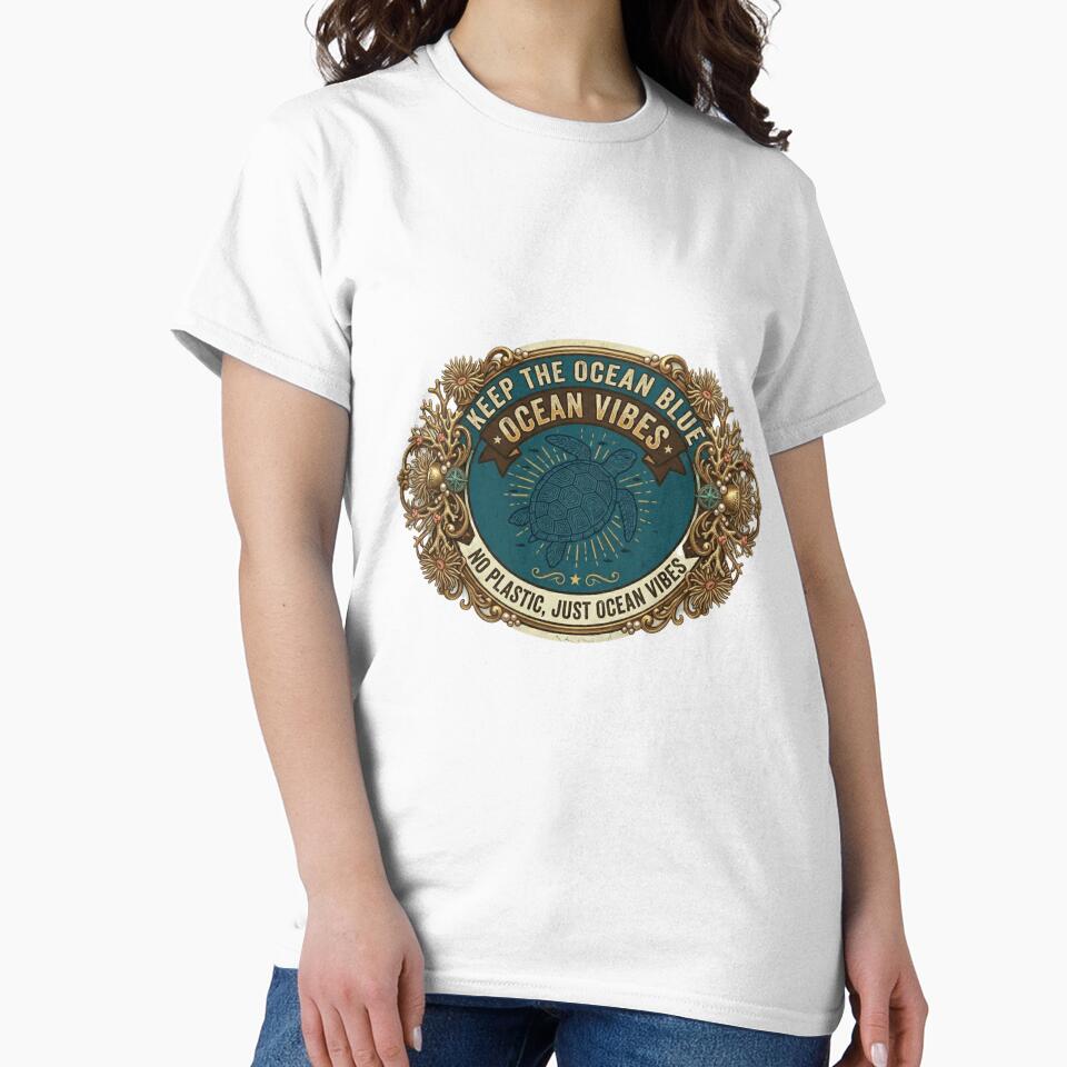 Minimalist Sea Turtle - Keep The Ocean Blue - Eco - Friendly Vibes by Matrixsto