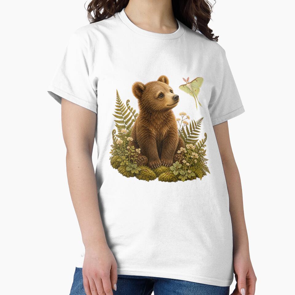Little Forest Bear and Luna Moth by Freshloop Studio | Whimsical Vintage Art