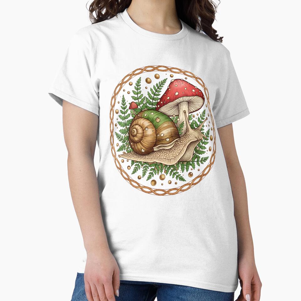 Whimsical Snail and Mushroom Forest Emblem by dreephic22