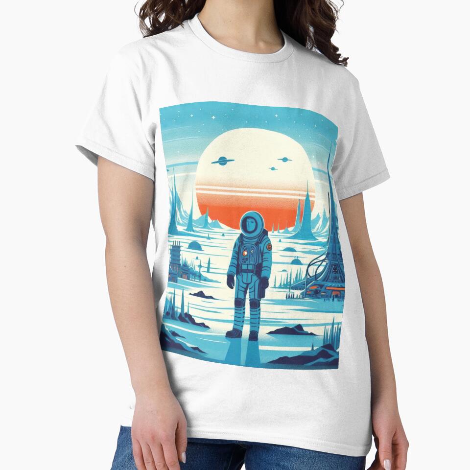 What now? Astronaut on an icy planet - tshirt zooms and all by yearmoe