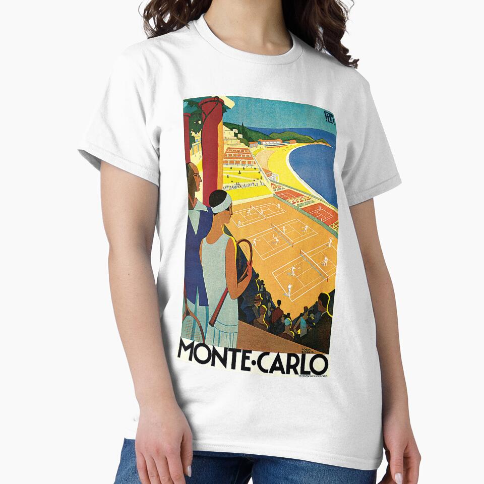 1920s Vintage Monte Carlo Tennis Travel Ad by aapshop