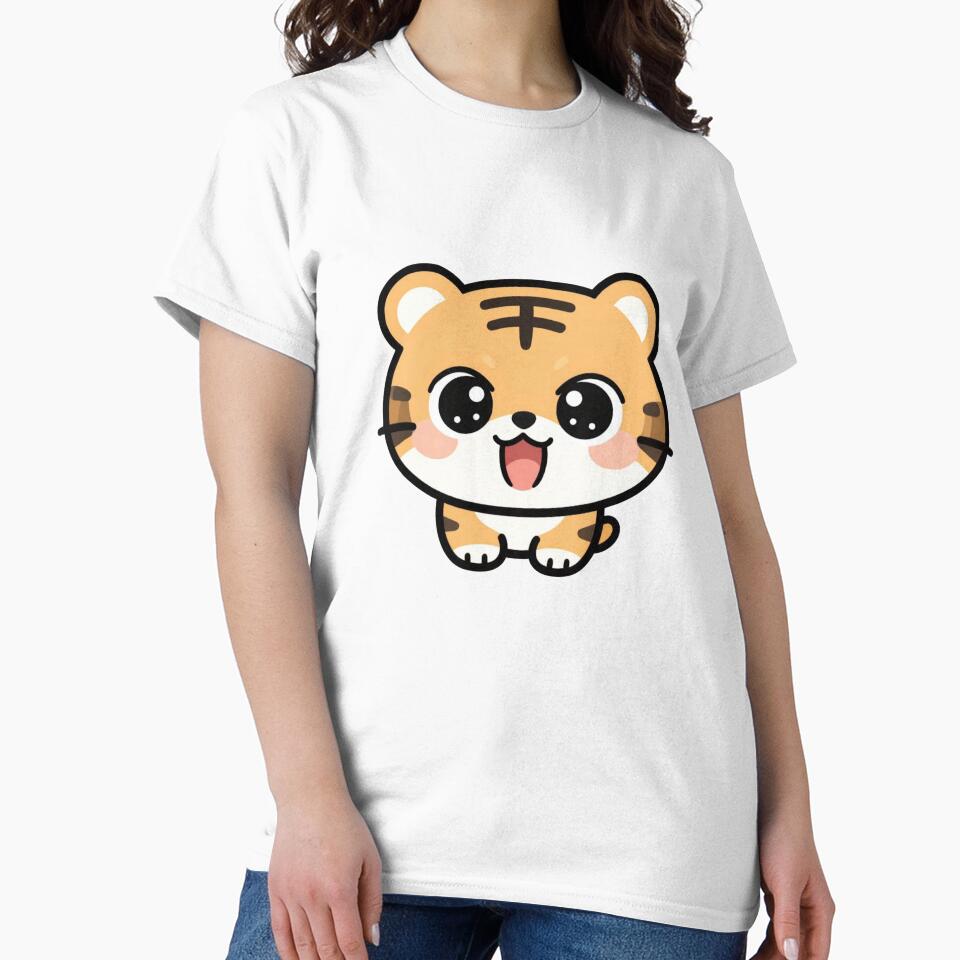 Cute Laughing Kawaii Tiger Cartoon | Adorable Tiger Sticker & Gift Design by Rood Art Studio