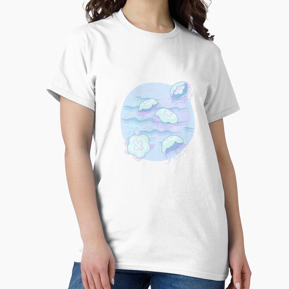 Adorable Jellyfish Floating in a Tranquil Blue Sea by momochiiblu