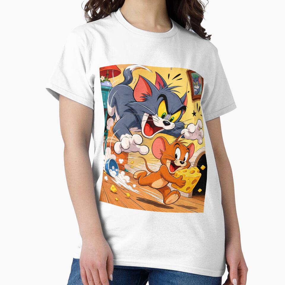 om and Jerry Retro Cartoon - Vintage Nostalgia Cheese Chase by A-M-G-Shop