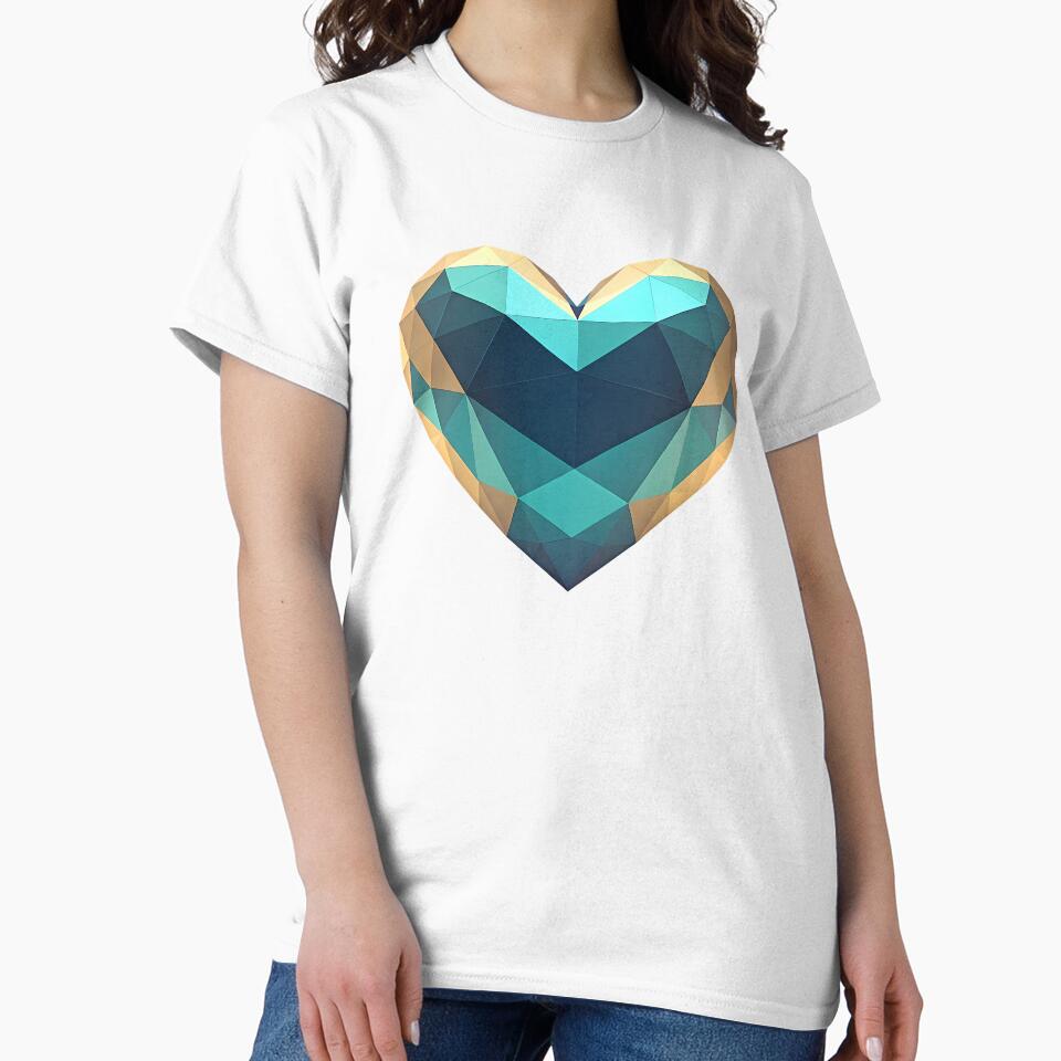 Geometric Heart with Blue and Gold Design by ZetaDream