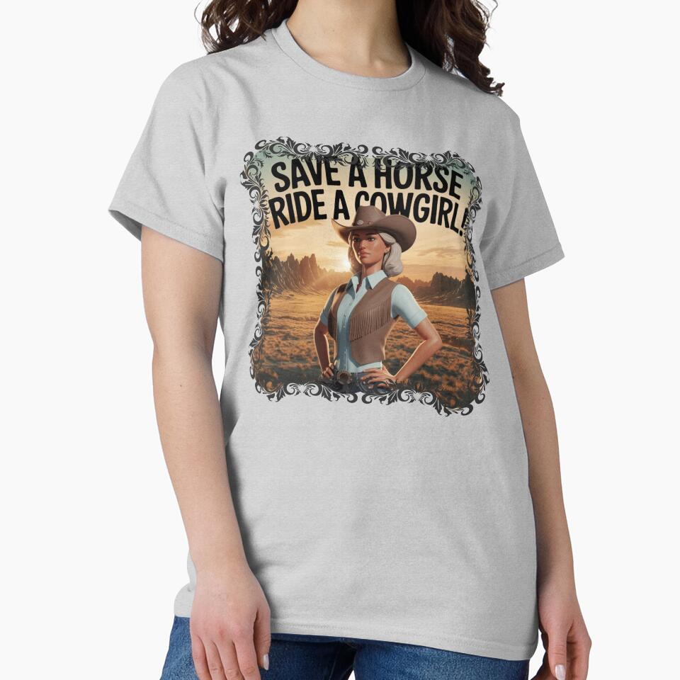 Save a horse ride a cowgirl vintage designs - Cowgirl Chic by Redjakkal
