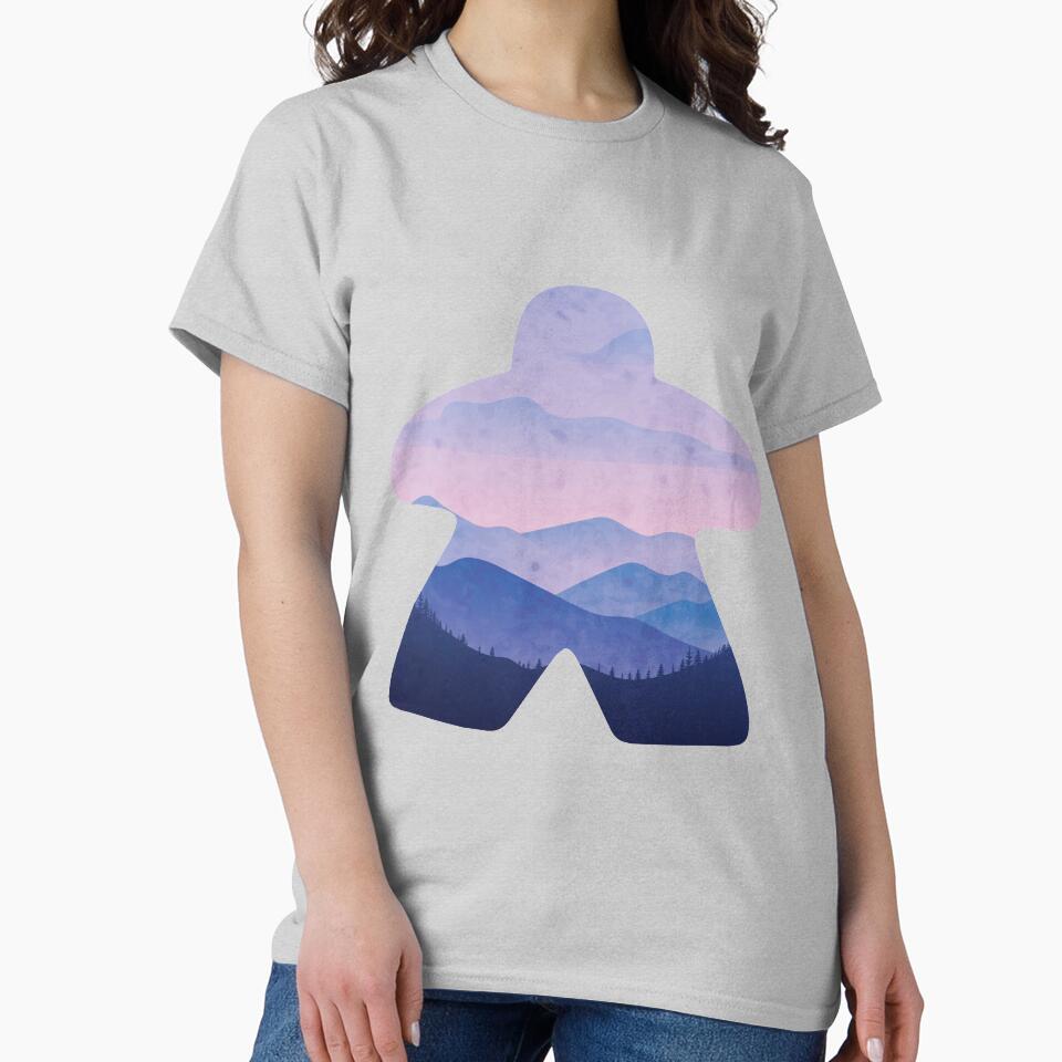 Beautiful Purple Mountain Scape Meeple Board Game Scene by BeamGeeks