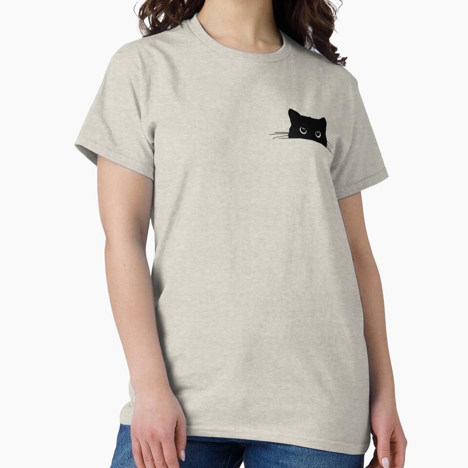 Cute Peeking Black Cat - Minimalist Kawaii Cat by Darkifun
