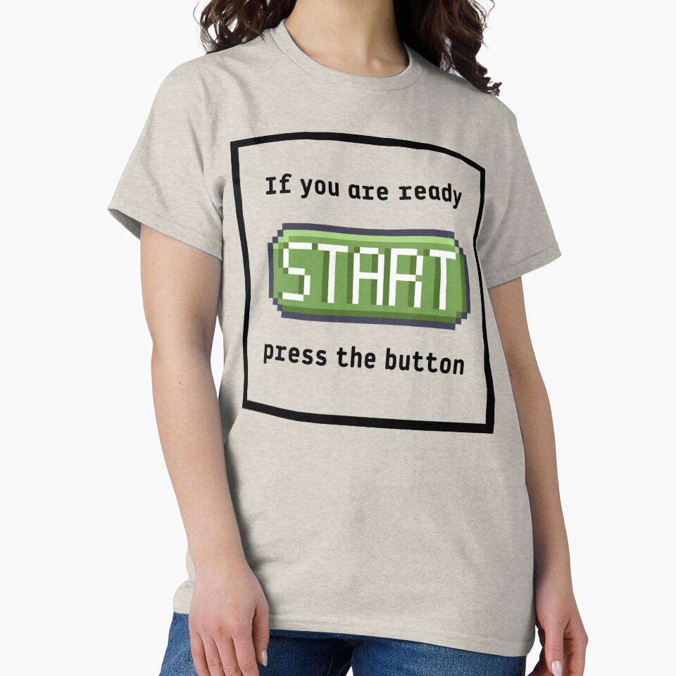 Press the start button (frame)  - Retro gaming experience  - Text based design - Black text by Nemesiscrowd