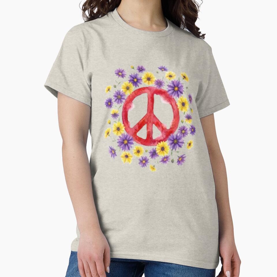 Red Peace Sign Floral by HippyRikky