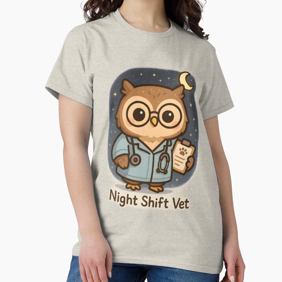 Night Shift Vet – Owl Veterinarian Design by Bettybee00