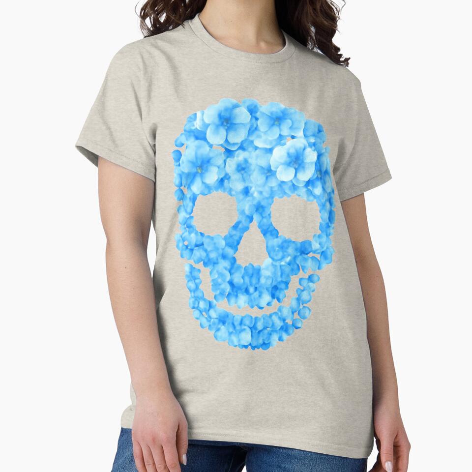 Blue Floral Skull | Cute Gothic Flower Skull by med-lavender-ee