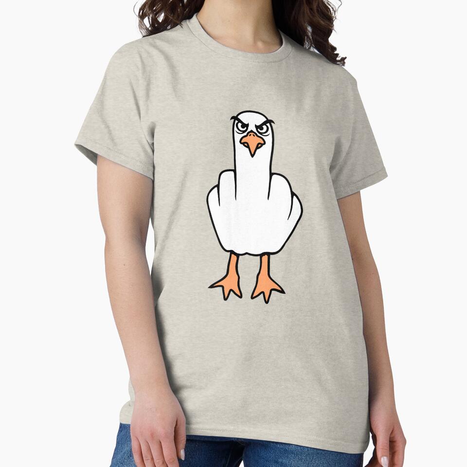 Seagull middle finger insult stinky finger cheeky by shirt-o-mat