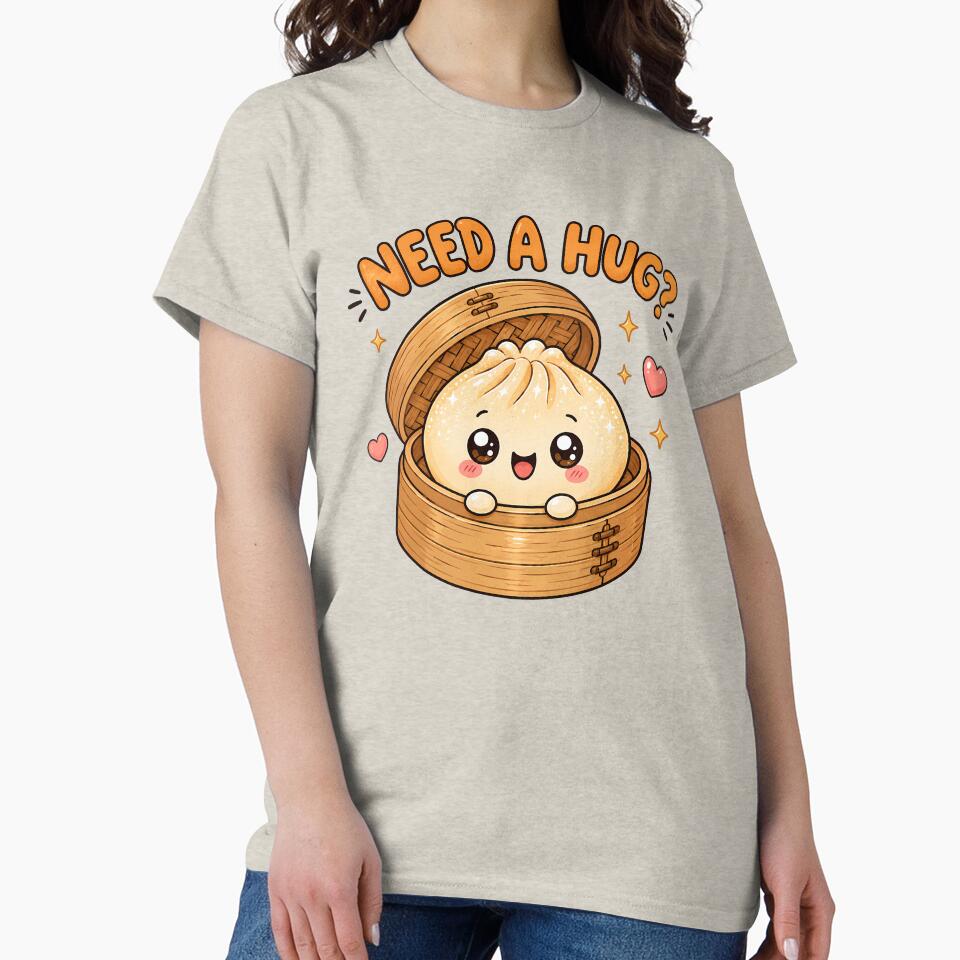 Need A Hug Cute Kawaii Dumpling Bao Bun T-Shirt by BeloDesignLab