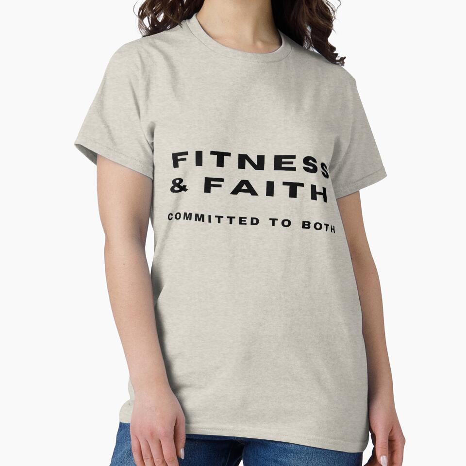 Christian Quote for Men Fitness & Faith Committed to Both T-Shirt by aramida