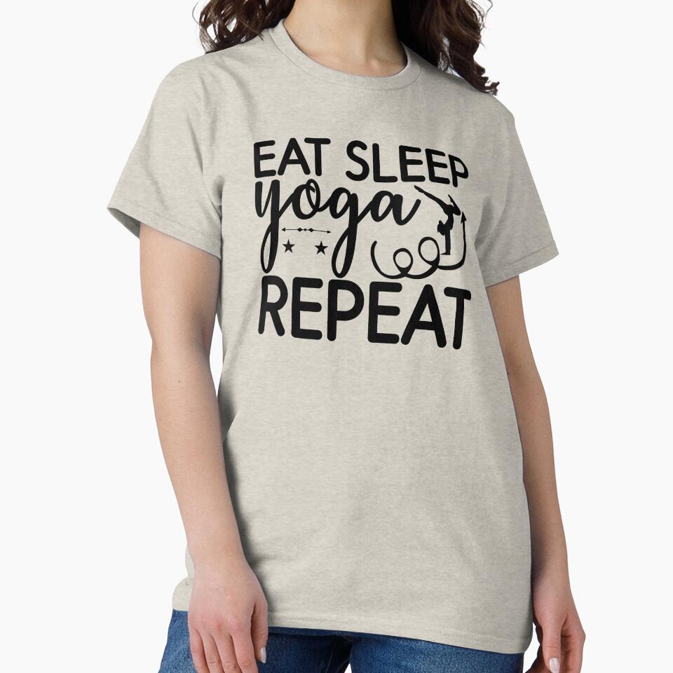 Yoga Saying Eat Sleep Yoga Repeat Motivational Quote by SoccaTamam