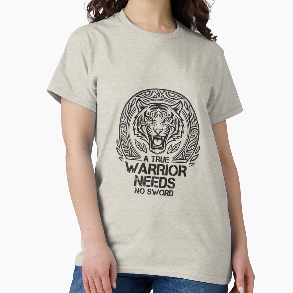 A True Warrior Needs No Sword - Tribal Tiger Motivational by Amituniqdesign