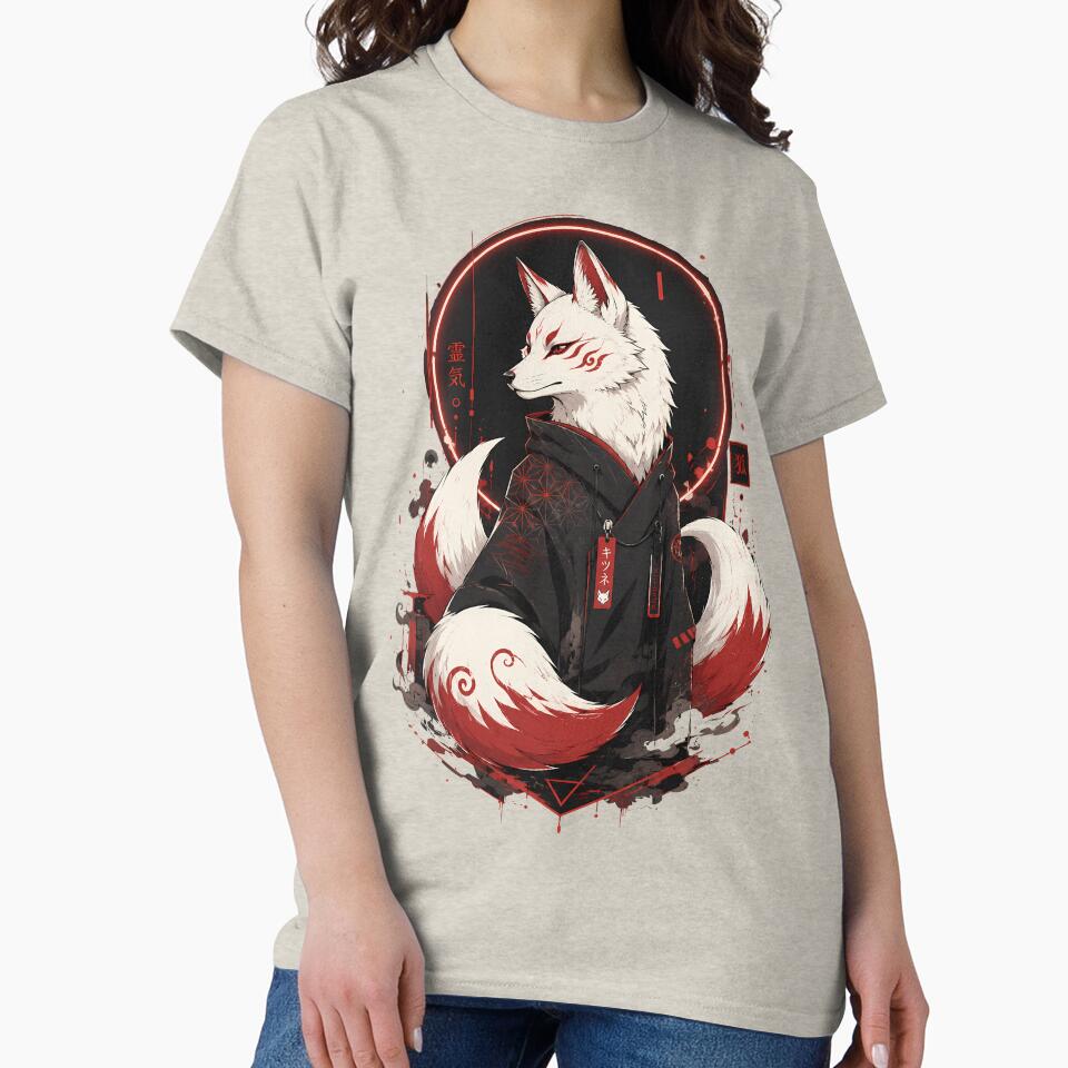Kitsune Fox Streetwear - Japanese Folklore Modern Art by AbderraimArt