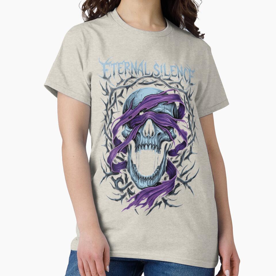 Gothic Screaming Skull Illustration | Heavy Metal Style Oversized T-Shirt by AURE0