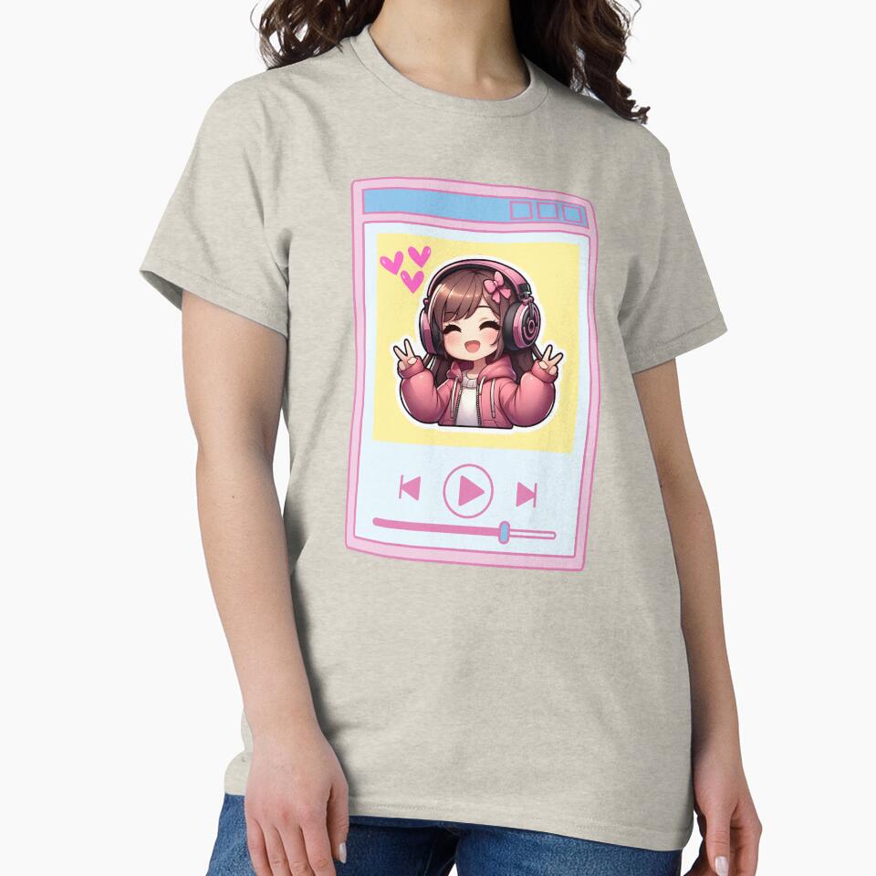 Super Kawaii Chibi Girl with MP3 Player - Cute Digital Art: Kawaii Pastel Girl by LWOI
