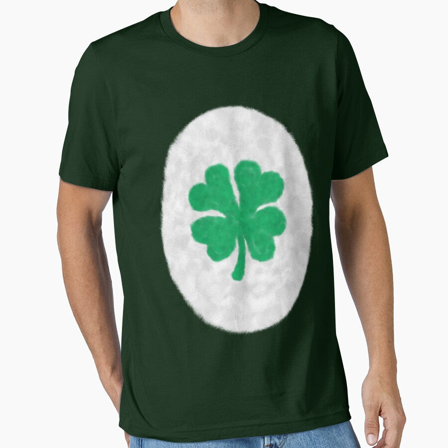 Retro Care Belly Design with Green Four-Leaf Clover Icon by andabelart