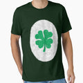 Retro Care Belly Design with Green Four-Leaf Clover Icon by andabelart