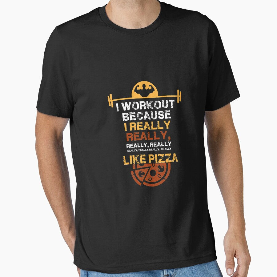 I Workout Because I Really Like pizza  | gym shirts | men fitness | funny exercise shirt | funny fitness shirts | workout clothes | fitness motivational gym shirts | workout shirt by Kreature Look