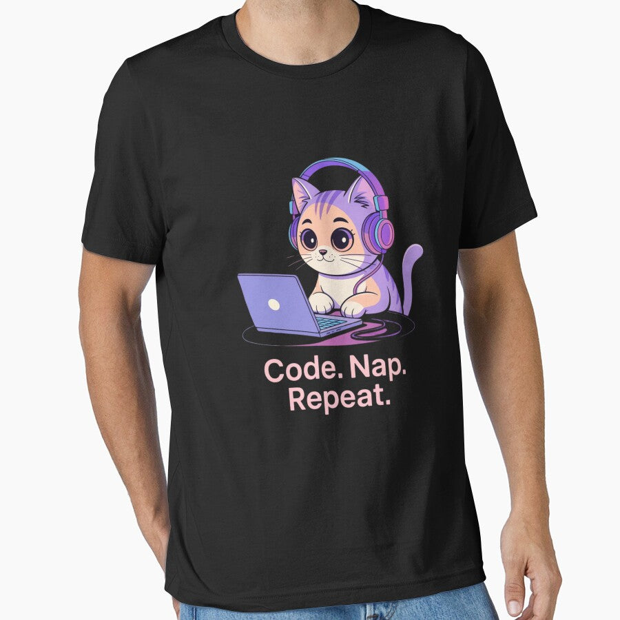 Code Nap Repeat – Funny Cat Programmer T-Shirt for Tech Lovers by grand-shop1
