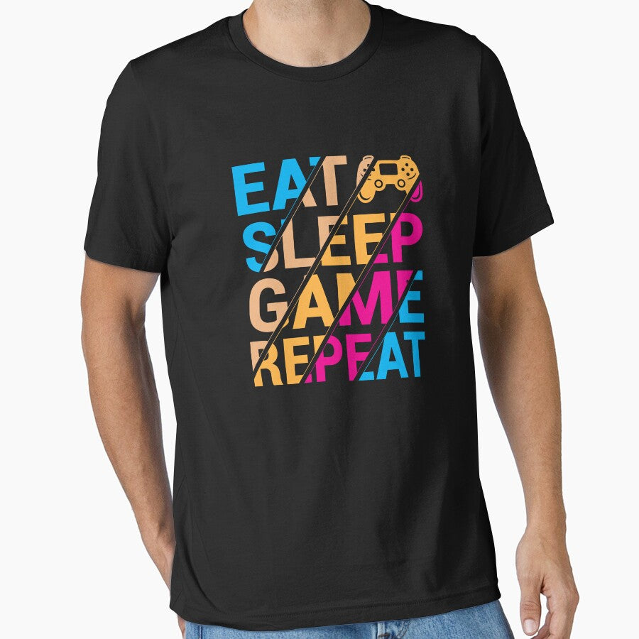 Eat Sleep Game Repeat Gaming T-shirt Design by MursalinDesigns