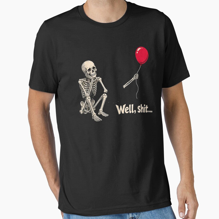 Well, Shit Skeleton Lost Balloon Funny Dark Humor by OddPopARt
