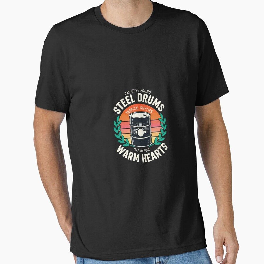 Steel Drums, Warm Hearts - Vintage Sunset Music Tee by Merchifyme2000