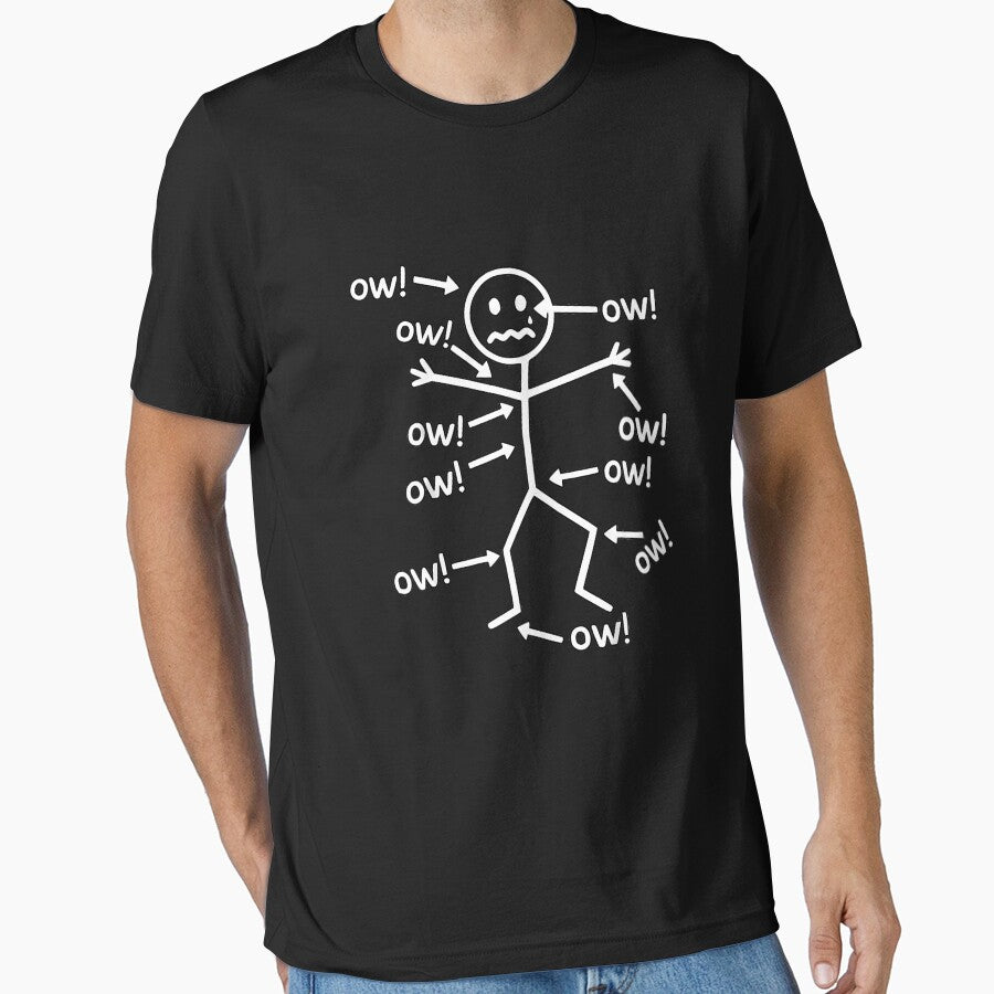 Funny Ow Ow Ow Ow Saying Body Pain Character Humor Sarcastic by RonnyMilleoArt