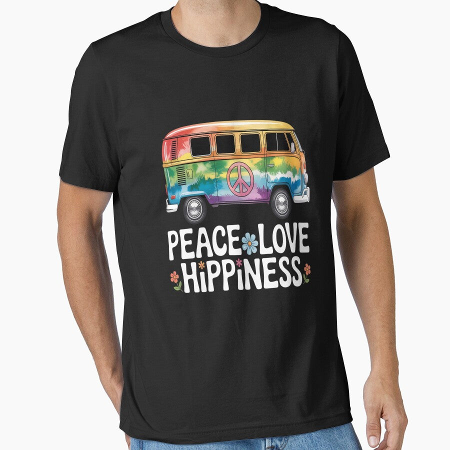 Peace Love Hippiness Rainbow Peace Symbol Flowers by HORIZBoutique